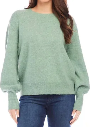 Karen Kane Sora Blouson Sleeve Sweater In Sage Green