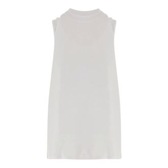 Darkpark Sleeveless Tops, female, White, Size: XS Cotton Tank Top with Fitted Underlay