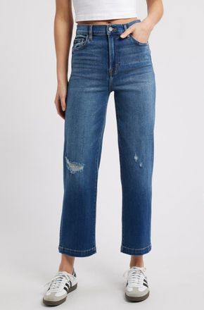 Hidden Jeans Distressed Relaxed Straight Leg Jeans in Dk Wash at Nordstrom, Size 24