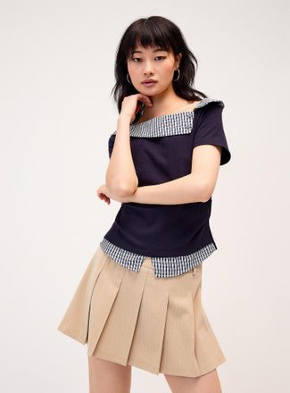 Twik Womens Layered effect checkered T-shirt