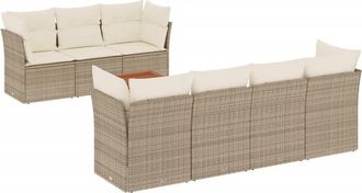 vidaXL Set De Sof&aacute;s De Jard&iacute;n Y Cojines 8 Piezas Rat&aacute;n Sint&eacute;tico Beige Vidaxl