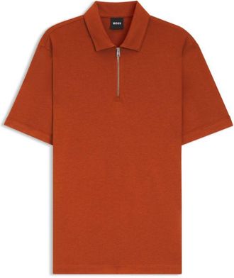 BOSS Piqu&eacute; polo shirt with zip neck