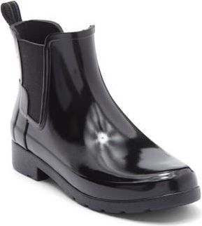 Hunter Original Refined Chelsea Waterproof Rain Boot in Black at Nordstrom Rack, Size 6