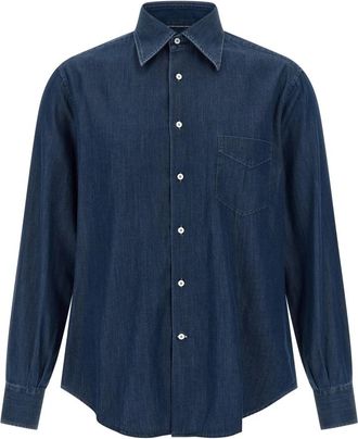 Brunello Cucinelli Lichtgewicht Denim Overhemd - Heren - Casual Overhemden - Blauw - S - Denim - Overhemden