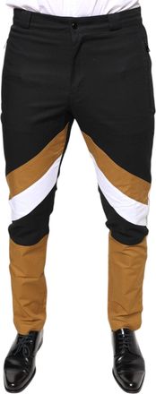 Dolce & Gabbana Mens Multicolor Stripe Skinny Cotton Pants Elastane Nylon
