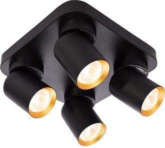 OEM L&aacute;mpara De Techo Andy 4xgu10 Cuadrada Negra Y Dorada