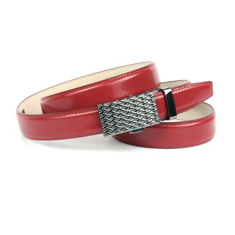 Anthoni Crown Lederg&uuml;rtel ANTHONI CROWN, Damen, Gr. 70, rot (dunkelrot), Leder, unifarben, Basic, G&uuml;rtel Lederg&uuml;rtel, mit silberfarbener Automatik-Schliesse in fili