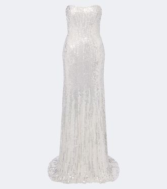 Jenny Packham Floating Heart sequined strapless gown