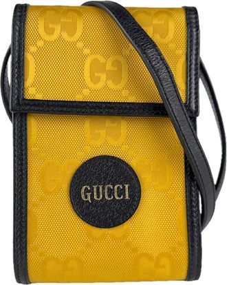 Gucci Black Yellow Nylon Canvas Leather Shoulder Bag (Pre-Owned)