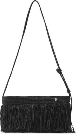 Helen Kaminski Dawn Fringe Raffia Shoulder Bag in Black at Nordstrom