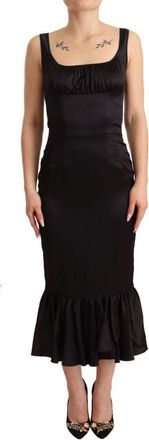 Dolce & Gabbana Womens Black Silk Stretch Sheath Mermaid Midi Dress - Size 8 UK