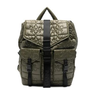 Ganni Backpacks, female, Green, ONE SIZE, Quilted Backpack