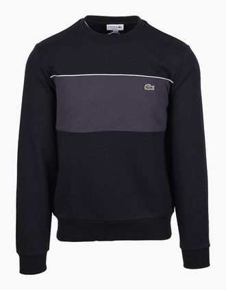 Lacoste Mens LACOSTE CREWNECK SWEATSHIRT BLACKBIRD/GRAPE - Size: 38