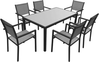 Happy Garden Happy Garden - Conjunto de jardín bergamo en textileno gris 6 plazas aluminio antracita