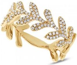 Allurez 0.30ct 14k Yellow Gold Diamond Leaf Ring
