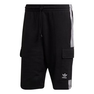 adidas originals Solid Color Stripe Cargo Pocket Sports Shorts Black HB9542