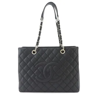 Chanel Black Grained Calfskin Handbag Tote Bag (Pre-Owned)