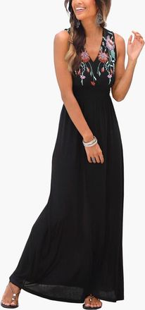 Lascana V-Neck Maxi Dress in Black at Nordstrom, Size 4