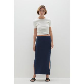 Naked Cashmere Aubrie Midi Skirt in Navy at Nordstrom, Size X-Small