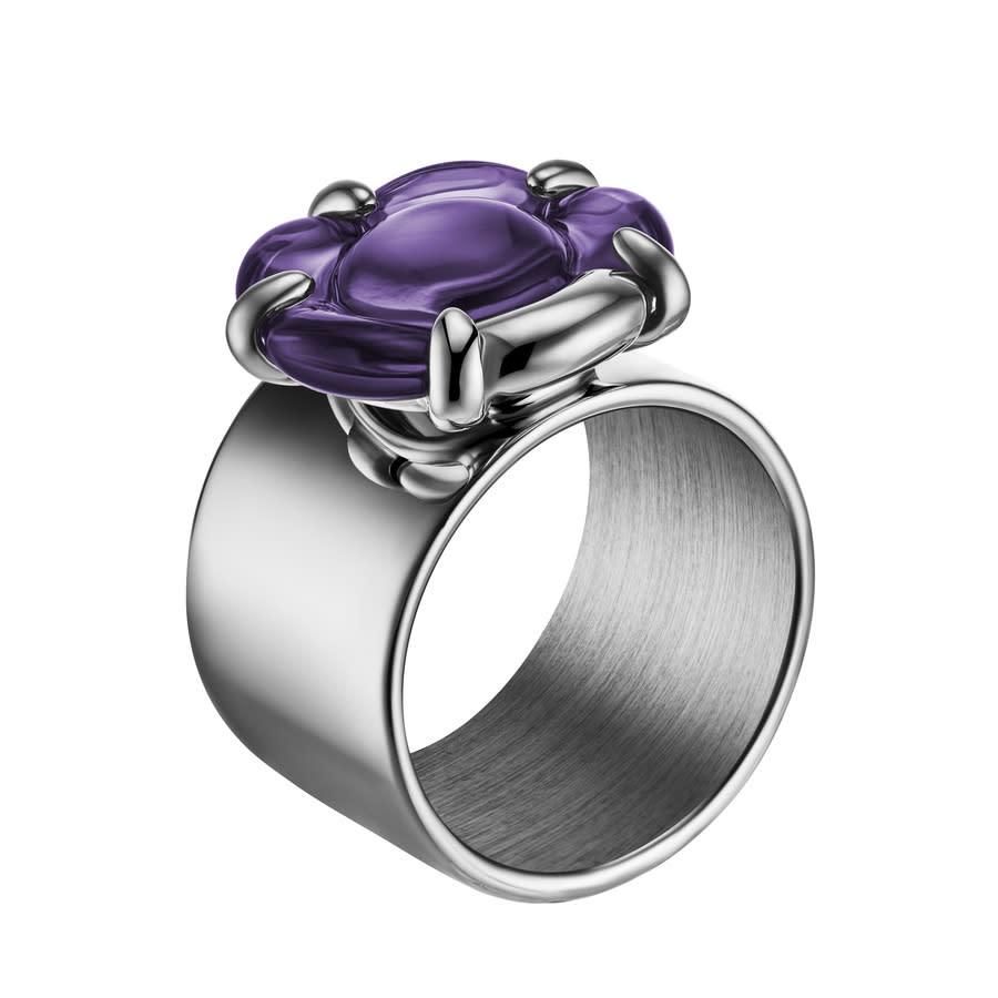 Baccarat Womens B Flower Silver Crystal Ring 2803712 from