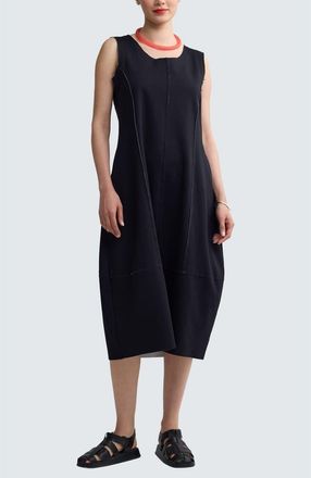 Luukaa D'Celli Korin Contrast-Stitch Balloon Dress in Black at Nordstrom, Size 10