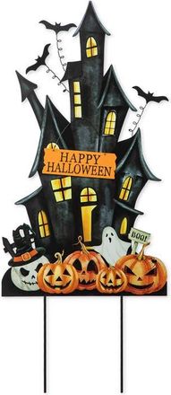 Glitzhome Halloween Metal Haunted House Yard Stake in Black at Nordstrom, Size Medium