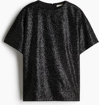 H&M Paillettenshirt - Schwarz