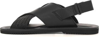 Emporio Armani Sandalen met gekruiste bandjes - Heren - Sandalen - Zwart - 45 EU - Katoen - Schoenen