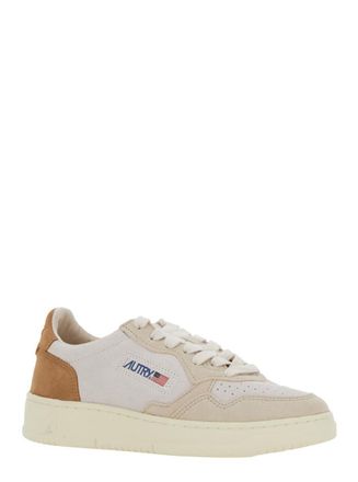 Autry Medalist White Low Top Sneakers With Logo Detail In Leather And Suede Woman