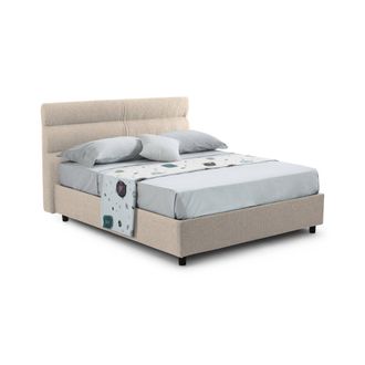 Dmora Cama De Plaza Y Media Briona, Desenfundable, Con Almacenaje Hecha En Italia, Colch&oacute;n 120x200 Cm, Gris Tortora