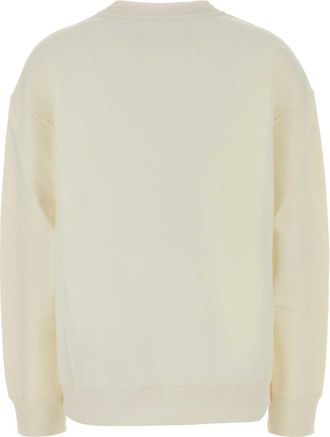 Jil Sander Womens Logo-Embroidered Cotton Sweatshirt Beige Shirt