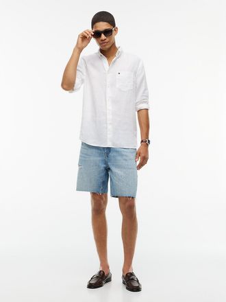 Tommy Hilfiger Mens Distressed Straight Denim Short - Light Wash Denim - 29