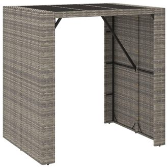 vidaXL Mesa Alta Bar Con Superficie Vidrio Rat&aacute;n Pe Gris 105x80x110 Cm Vidaxl
