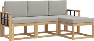 vidaXL Conjunto De Sof&aacute;s De Exterior 4 Uds. Blanco Y Gris Claro Vidaxl
