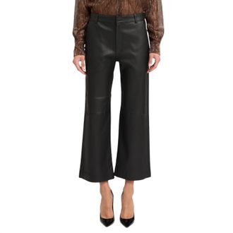 SPRWMN Leather Cropped Trousers In Black