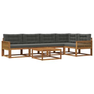 vidaXL Conjunto De Sof&aacute;s De Exterior 6 Pcs Natural Y Antracita Vidaxl