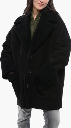 Dsquared2 3-Button Shearling Coat with Patch Pockets Dsquared2