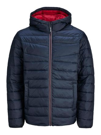 Jack & Jones Steppjacke JACK & JONES JJWEST LIGHT PUFFER HOOD, Herren, Gr. XL, sky captain, Web, Obermaterial: 100% Nylon, Jacken Steppjacke