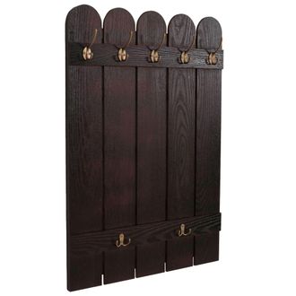 Hhg Hhg - Nunca Usado] Perchero De Pared 981, Panel Perchero, Paulownia 7 Ganchos 86x60cm, Marr&oacute;n
