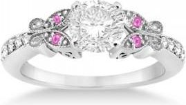 Allurez Butterfly Diamond & Pink Sapphire Engagement Ring Platinum (0.20ct)