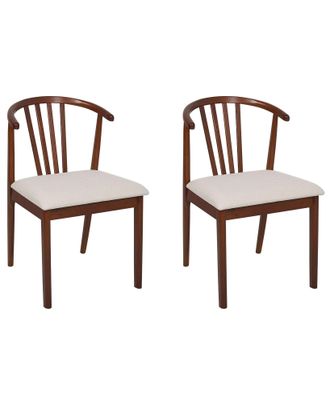 Beliani Set Di 2 Eleganti Sedie Da Pranzo Con Seduta Imbottita In Legno Scuro Beige Chiaro Craig
