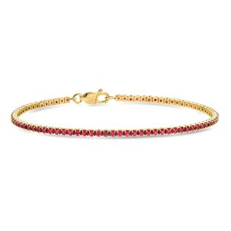 Ross-Simons Lab-Grown Ruby Tennis Bracelet in 18kt Gold Over Sterling