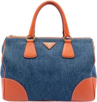 Prada Pre-owned Handbags, female, Blue, Size: ONE SIZE Pre-owned Denim Handbag