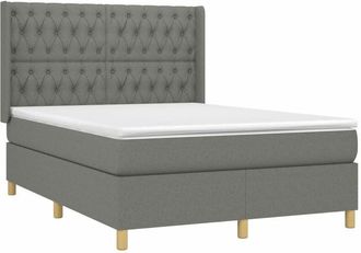 vidaXL Vidaxl - Cama Box Spring Colch&oacute;n Y Luces Led Tela Gris Oscuro 140x200 Cm