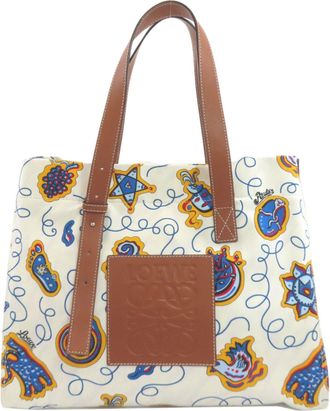 Loewe Blue Brown White Canvas Tote Bag (Pre-Owned)