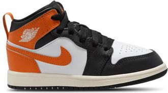 Nike Jordan Boys AJ 1 Mid - Preschool Basketball Shoes White/Starfish/Black Size 11.0