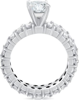 Pompeii3 4ct Diamond Eternity Engagement Ring Set 14K White Gold Size Selectable