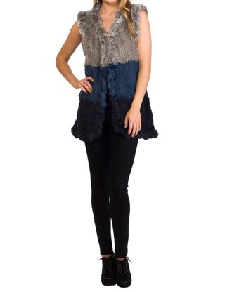 Love Token Aja Fur Vest In Denim