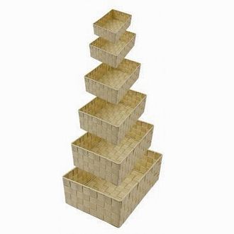 Trade Shop Trade Shop - Set 6 Pz Scatola In Tessuto Organizer Armadio Scaffali Porta Oggetti Beige 79069