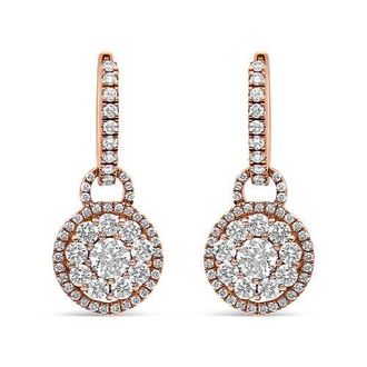 House of Brilliance 18K Rose Gold 1 1/2 Cttw Diamond Composite Dangle Earrings in Pink at Nordstrom